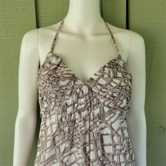 THE LIMITED Mocha White Halter Maxi Dress 0 - Picture 2 of 4